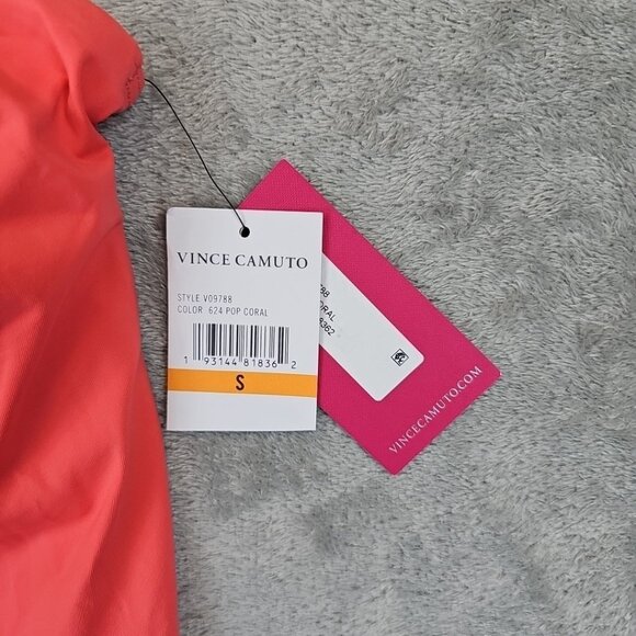 Vince Camuto One-Shoulder Tankini Top Womens Size S Pop Coral Removeable Pads - Picture 4 of 6